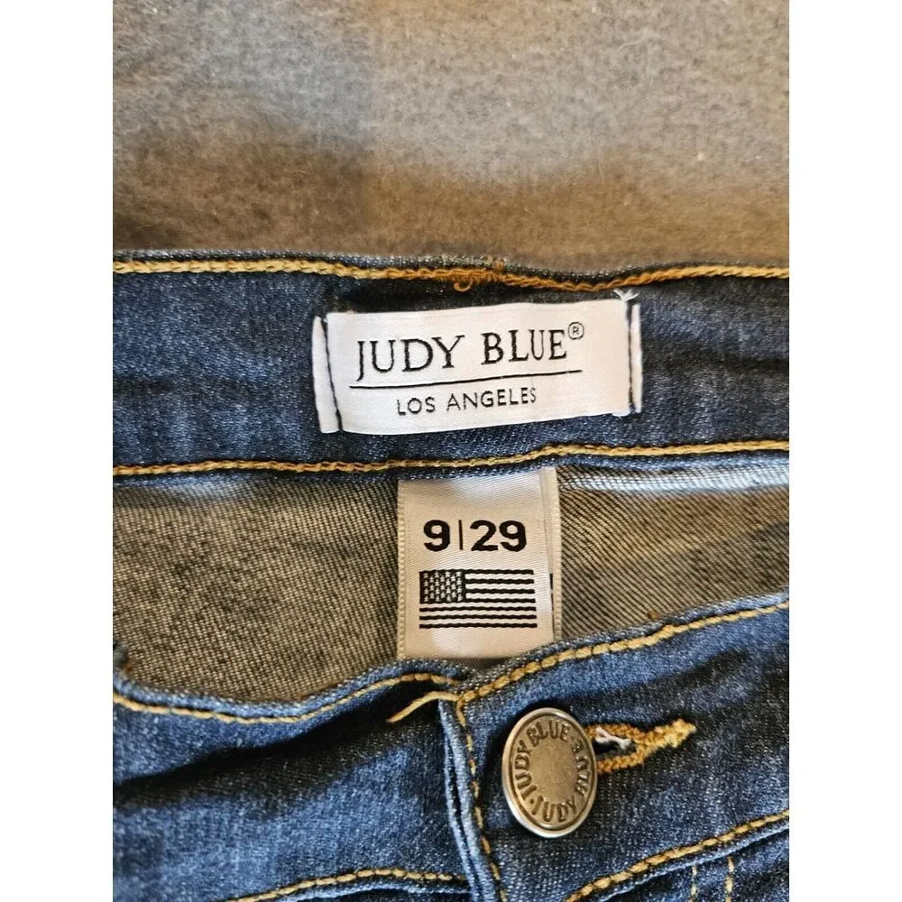 Judy Blue Jeans Women Size 9/29 Zip Stretch Made in USA‎ 8395 Dark Wash